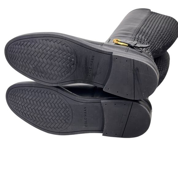 Cole Haan Women's Clover Stretch Tall Boots 6 Riding Buckle Equestrian Black NEW - Picture 8 of 10